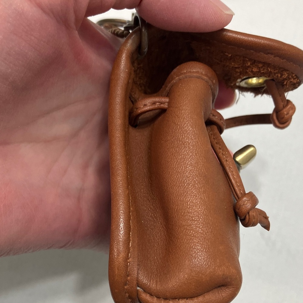 Coach Vintage Mini Backpack Charm Tan Leather Keychain Holder 7253 - Picture 8 of 11